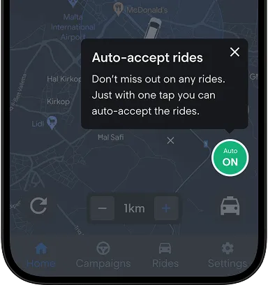 Driver app with the auto-accept rides option